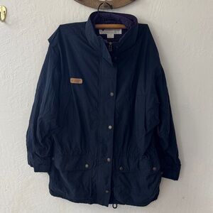 VINTAGE Columbia Jacket Women Medium Blue Ski Snowboard Outdoor Zip Drawstring